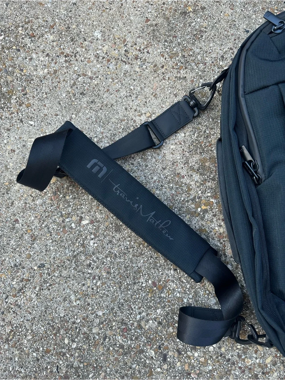 NWT Travis Mathew Black Convertible Backpack with Logo